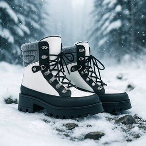 NEW Cougar Waterproof Winter Boot – White/Black- Size 6